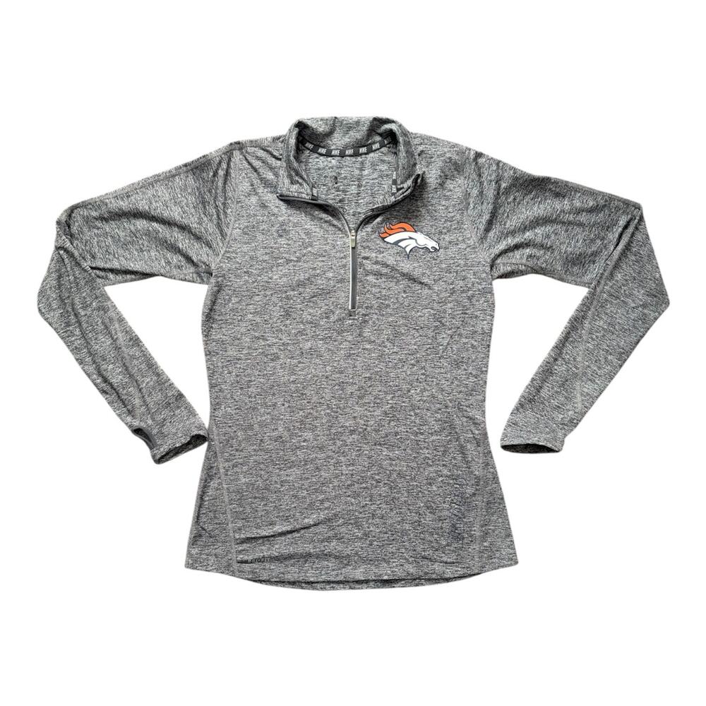 Nike Dri-Fit NFL Team Apparel Denver Broncos Womens Fitted 1/4 Zip Pullover Sz S
